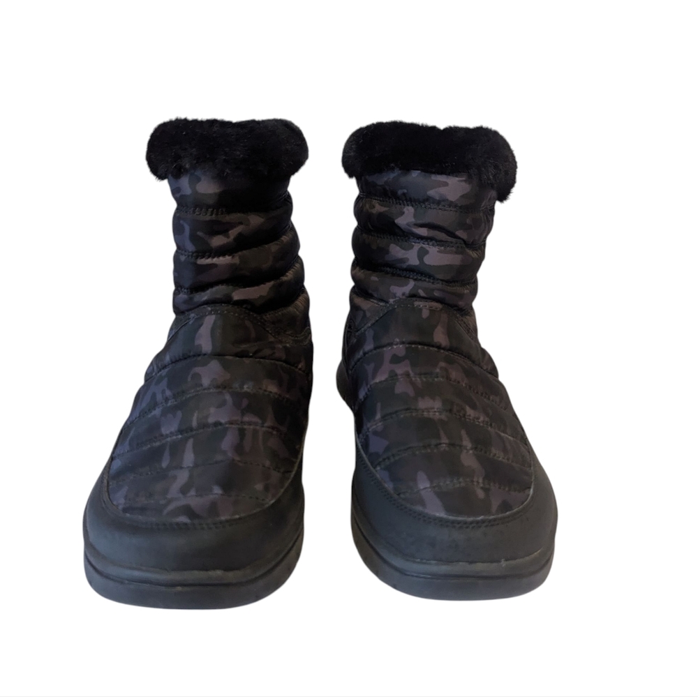 Ryka Suzy Winter Bootie Boots Black Camo Print Fabric Suede Slip on Size 9W - Picture 5 of 10